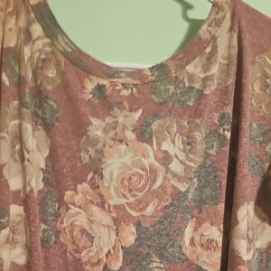 ODDY Floral Print Short Sleeve Top - Brown and Cream